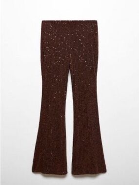 Sequin flared trousers. Cognac